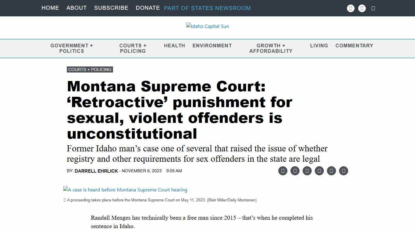 Montana Supreme Court: 'Retroactive' punishment for sexual, violent offenders is unconstitutional • Idaho Capital Sun