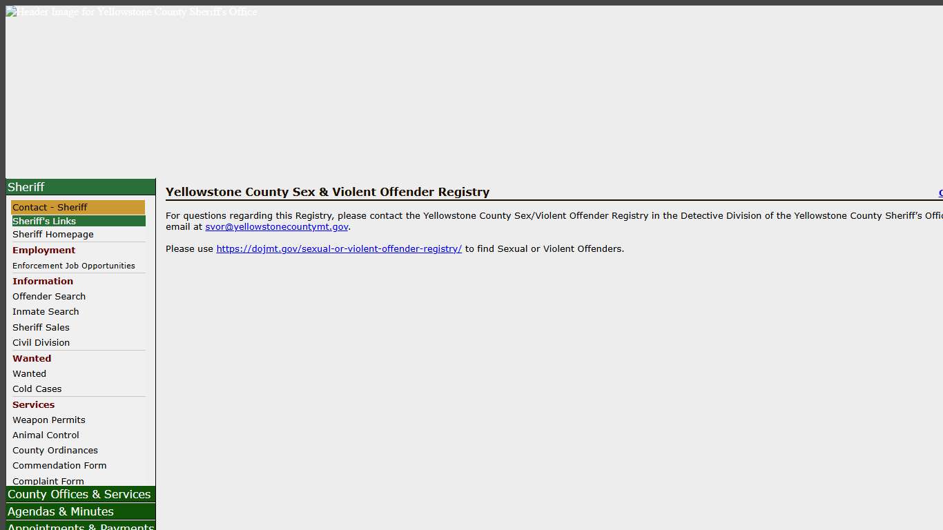 Yellowstone County, Montana - Sex & Violent Offender Registry